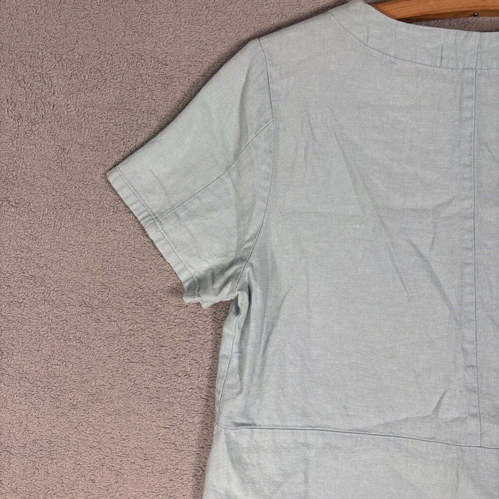 Baletti‎ Vitorino Top Women’s Size M Leaf Applique Slit Hem Powder Blue Bohemian - Picture 13 of 13